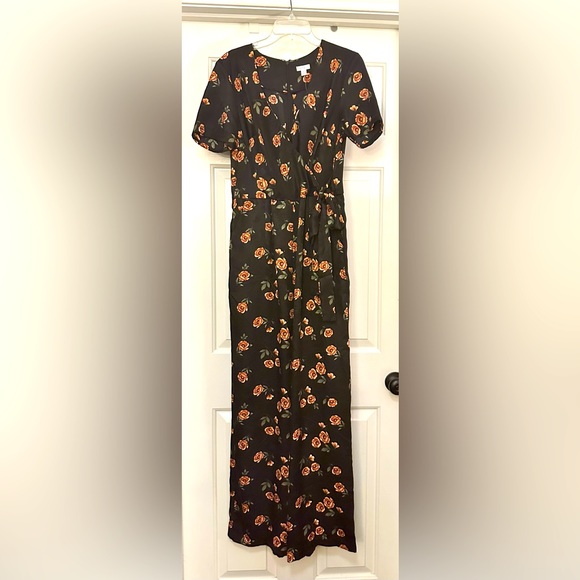 Xhilaration Pants - NWT Medium Black Flowered Jumpsuit by Xhilaration.